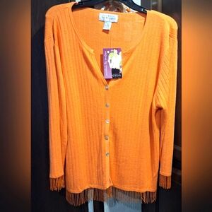 Orange Button-Up Cardigan